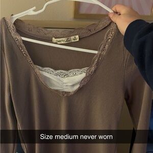 Liberty Love Brown Lace Trim Top